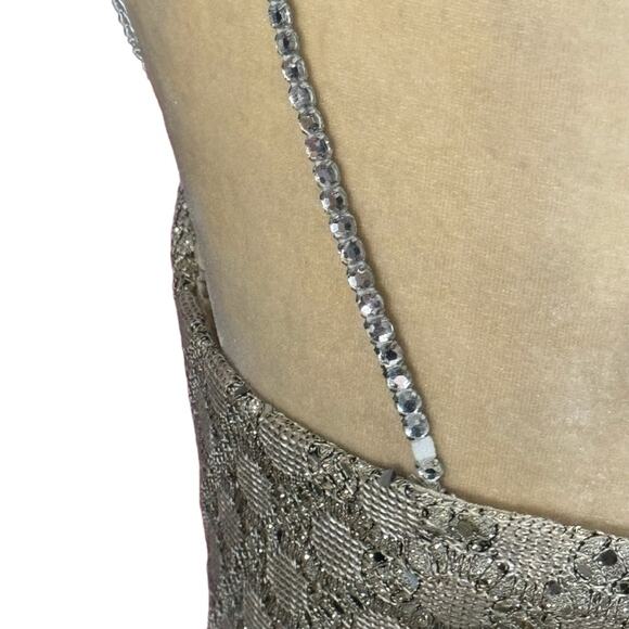 Bari Jay Formal Dress w/ Wrap Shawl Metallic Size 11/12 Vintage Made In USA - Picture 7 of 11